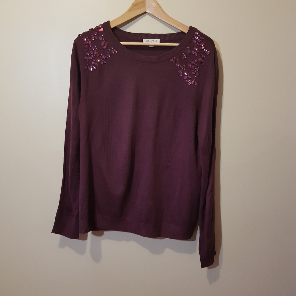 Roz&Ali Sweater Size:XL Wine color